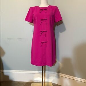 Jessica Howard Fuchsia Shift Dress with Front Bow Accents